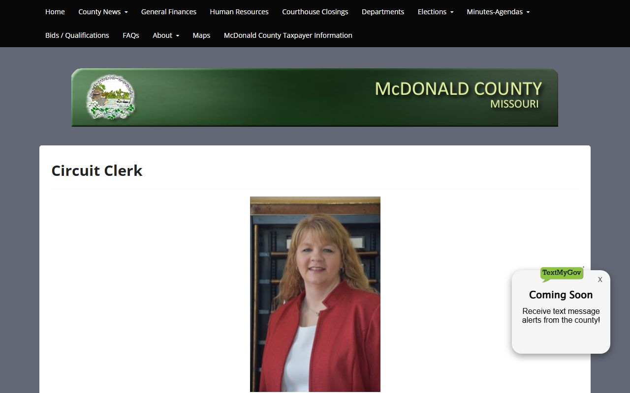 McDonald County court records Circuit Clerk contact page