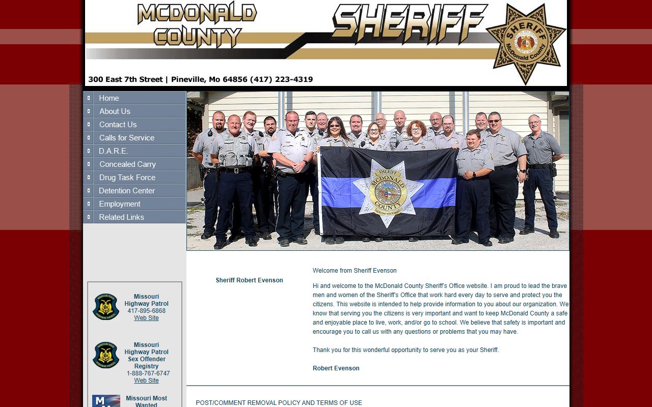 McDonald County Detention Center sheriff office inmate lookup source