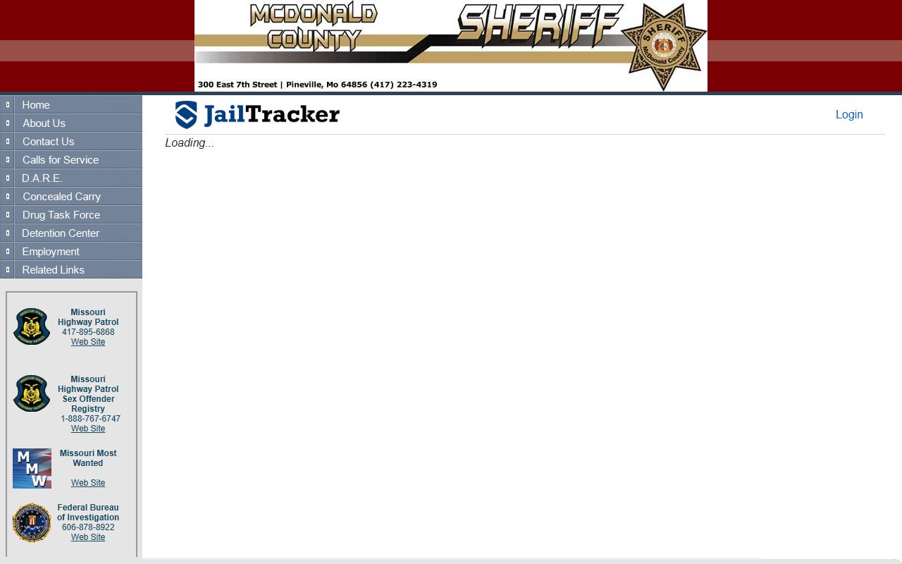 McDonald County jail inmate records roster frame