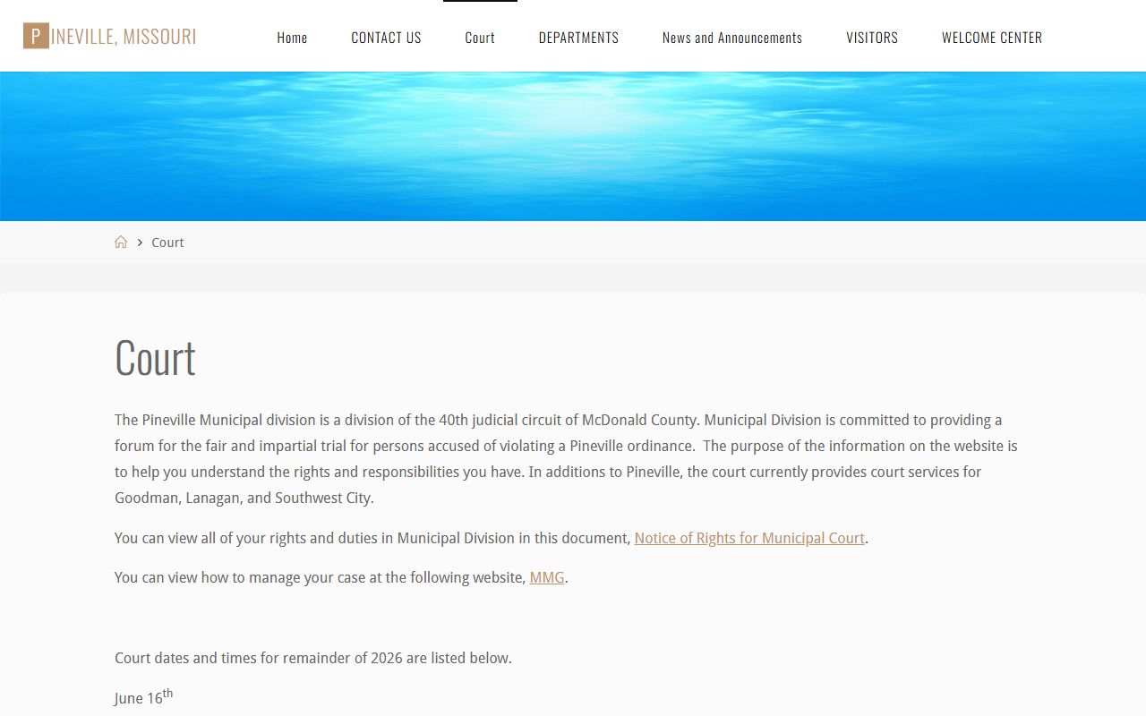 McDonald County municipal court records after arrest
